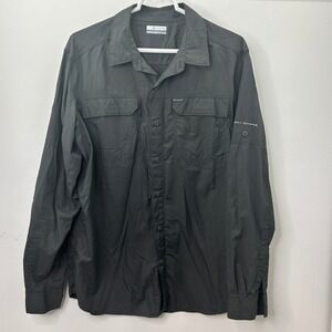 Columbia Omni-Shade Fishing Shirt Black Nylon Men's Large Vented Sun Protection